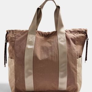 TOP SHOP Taupe Drawstring Duffle Tote